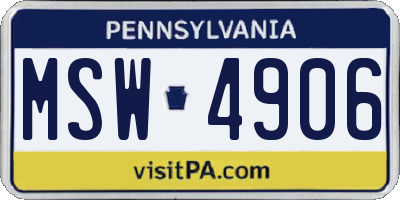 PA license plate MSW4906