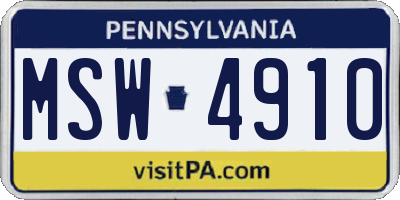 PA license plate MSW4910