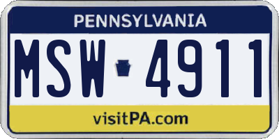 PA license plate MSW4911