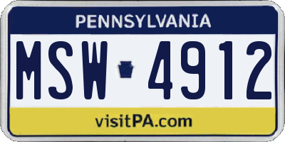 PA license plate MSW4912