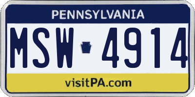 PA license plate MSW4914