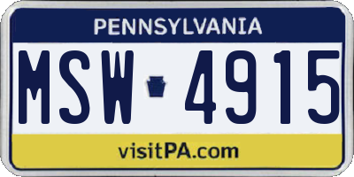 PA license plate MSW4915