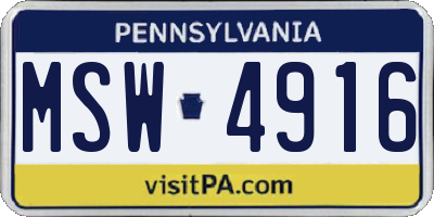PA license plate MSW4916