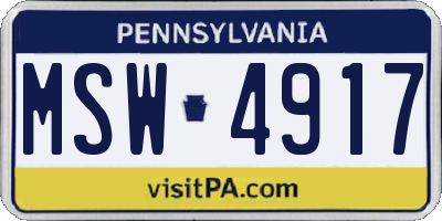 PA license plate MSW4917