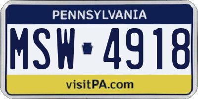 PA license plate MSW4918