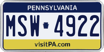 PA license plate MSW4922