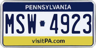PA license plate MSW4923