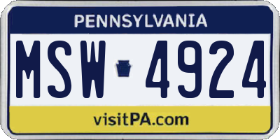 PA license plate MSW4924