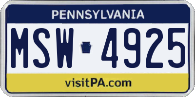 PA license plate MSW4925