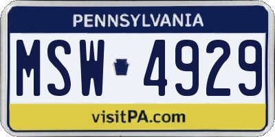 PA license plate MSW4929