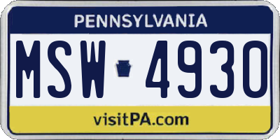 PA license plate MSW4930