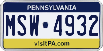 PA license plate MSW4932