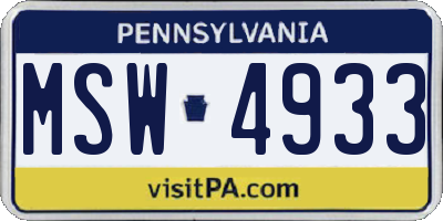 PA license plate MSW4933
