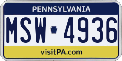 PA license plate MSW4936