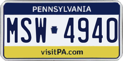 PA license plate MSW4940