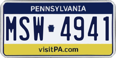 PA license plate MSW4941