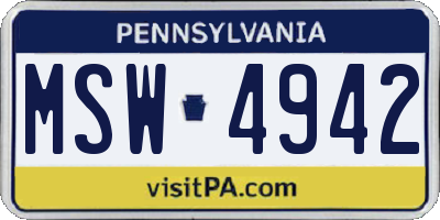 PA license plate MSW4942
