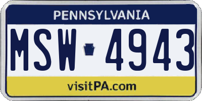 PA license plate MSW4943