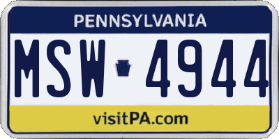 PA license plate MSW4944