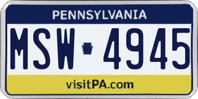 PA license plate MSW4945