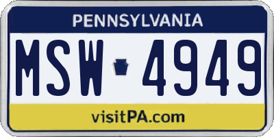 PA license plate MSW4949