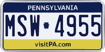 PA license plate MSW4955