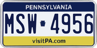 PA license plate MSW4956