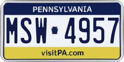 PA license plate MSW4957
