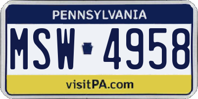 PA license plate MSW4958