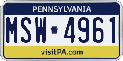 PA license plate MSW4961