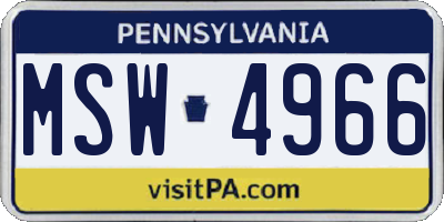 PA license plate MSW4966