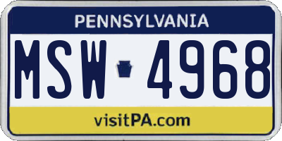 PA license plate MSW4968