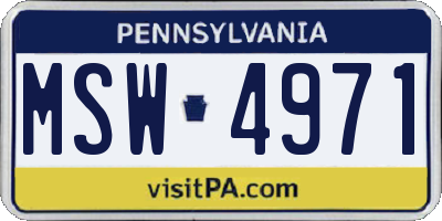 PA license plate MSW4971