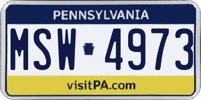 PA license plate MSW4973