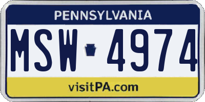 PA license plate MSW4974