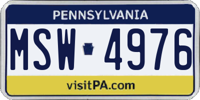 PA license plate MSW4976