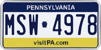 PA license plate MSW4978