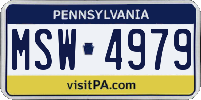 PA license plate MSW4979
