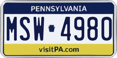PA license plate MSW4980