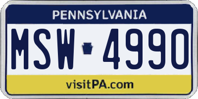 PA license plate MSW4990
