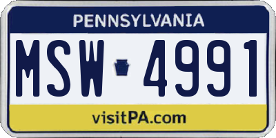 PA license plate MSW4991