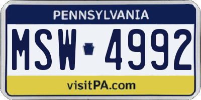 PA license plate MSW4992