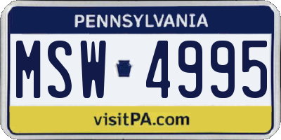 PA license plate MSW4995