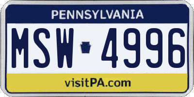 PA license plate MSW4996