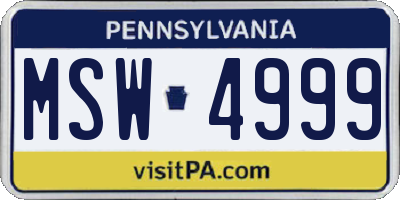 PA license plate MSW4999