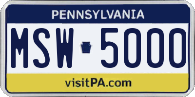 PA license plate MSW5000