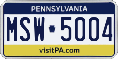 PA license plate MSW5004