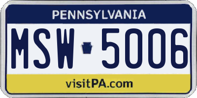 PA license plate MSW5006