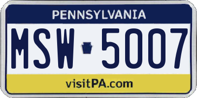 PA license plate MSW5007
