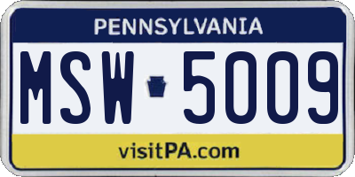 PA license plate MSW5009